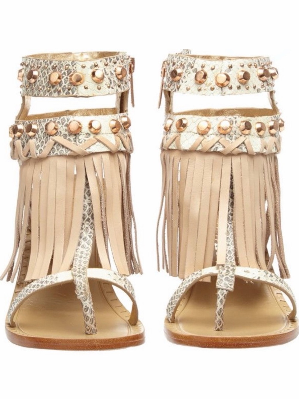 Ivy Kirzhner Leather Fringe Studded Sandal size 7M